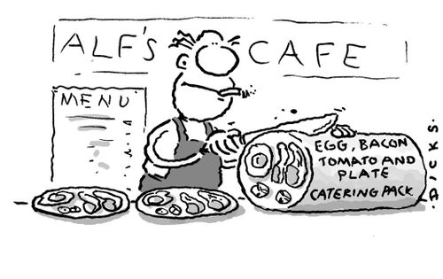 Alf's Cafe - Egg, Bacon and Tomato Plate, Catering Pack.