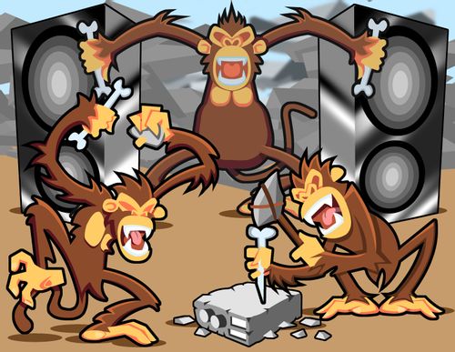Monkeys carving stereo.