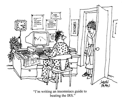 'I'm writing an insomniacs guide to beating the IRS.'