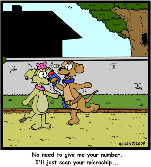 'No need to give me your number, I'll just scan your microchip...'