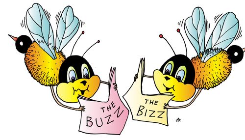 Bees reading the Buzz and the Bizz.