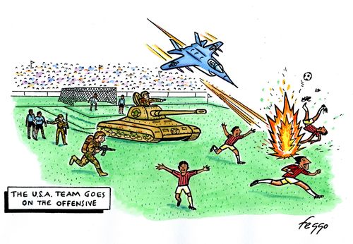 The USA football team goes on the offensive.