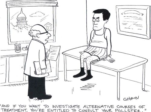 'And if you want to investigate alternative courses of treatment, you're entitled to consult your pollster.'