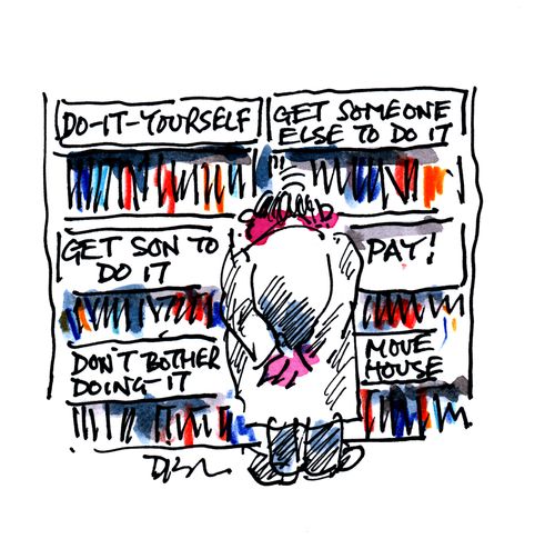 Do it yourself -- get someone else to do it -- get son to do it -- pay -- don't bother doing it -- move house