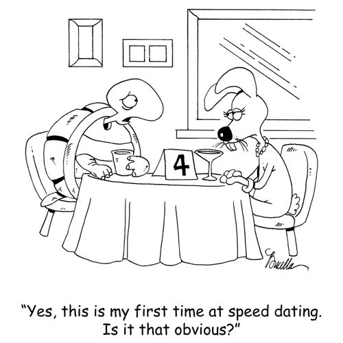 'Yes, this is my first time at speed dating. Is it that obvious?'