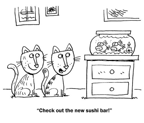 "Check out the new sushi bar!"