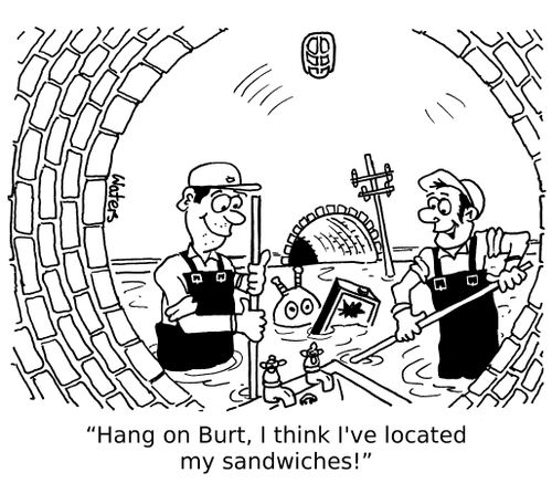 'Hang on Bert, I think I've located my sandwiches!'