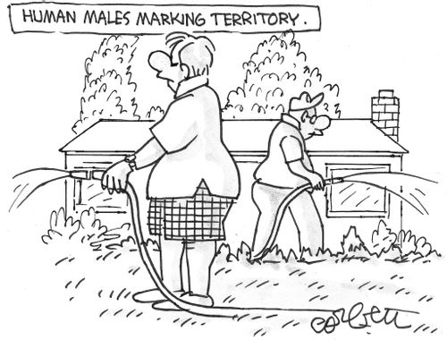 Human males marking territory.