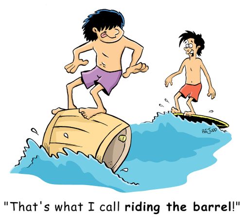 'That's what I call riding the barrel!'