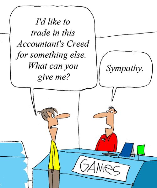 'I'd like to trade in this Accountant's Creed for something else. What game you give me?'