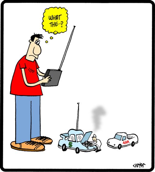Remote control car breakdown.