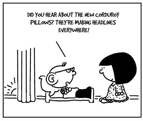'Did you hear about the new corduroy pillows? They're making headlines everywhere!'