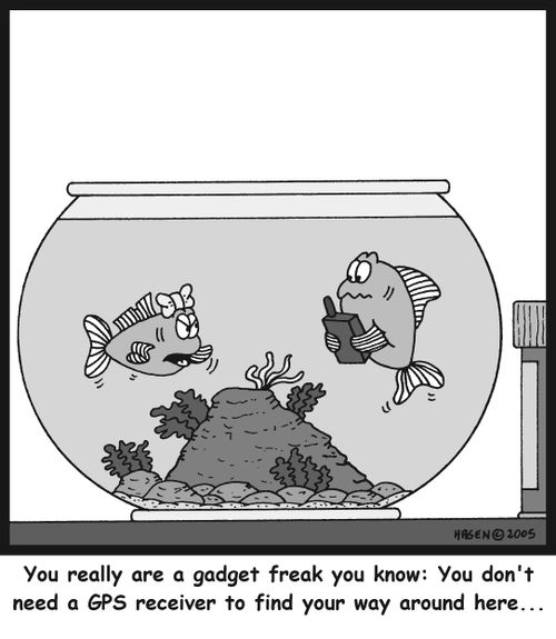 'You really are a gadget freak you know: You don't need a GPS receiver to find your way around here...'