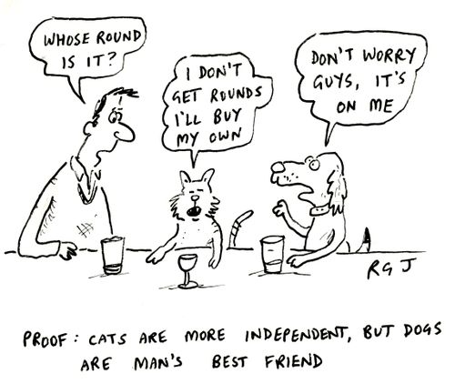 Proof: Cats are more independent, but dogs are man's best friend.