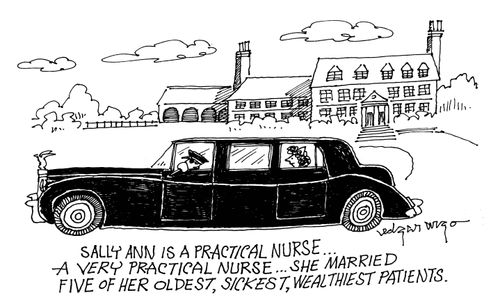 Sally Ann is a practical nurse...A very practical nurse...she married five of her oldest, sickest, wealthiest patients.