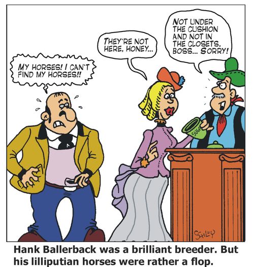 'Hank Ballerback was a brilliant breeder. But his lilliputian horses were rather a flop.'