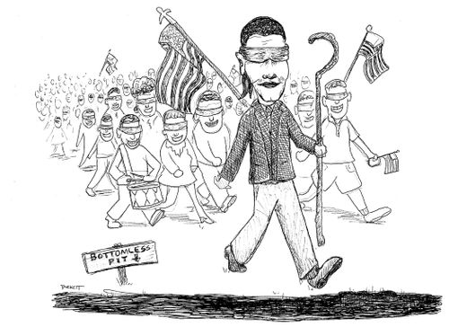 America is led by a blind shepherd into a Bottomless Pit.