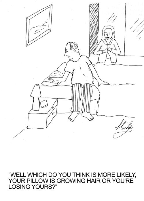 "Well which do you think is more likely, your pillow is growing hair or you're losing yours?"