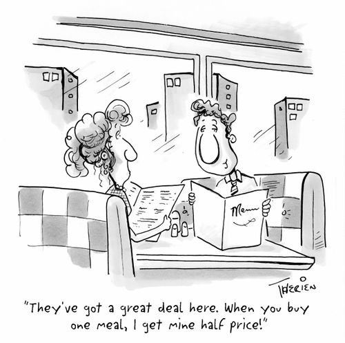 'They've got a great deal here. When you buy one meal, I get mine half price!'