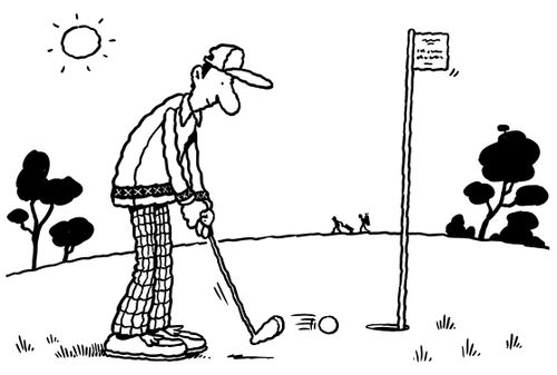 A man playing golf.