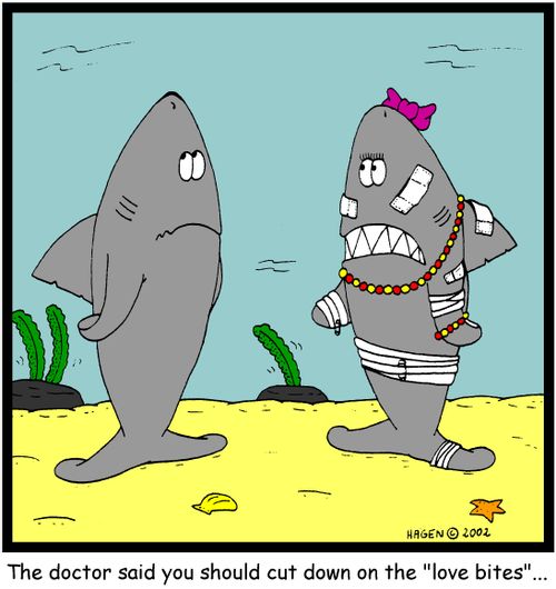 'The doctor said you should cut down on the 'love bites'...'