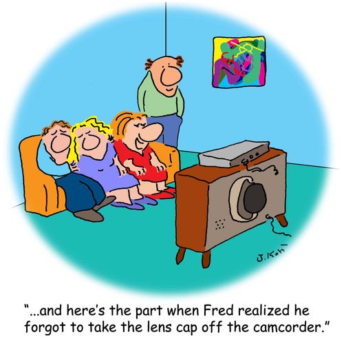 "And here's the part when Fred realized he forgot to take the lens cap off the camcorder."