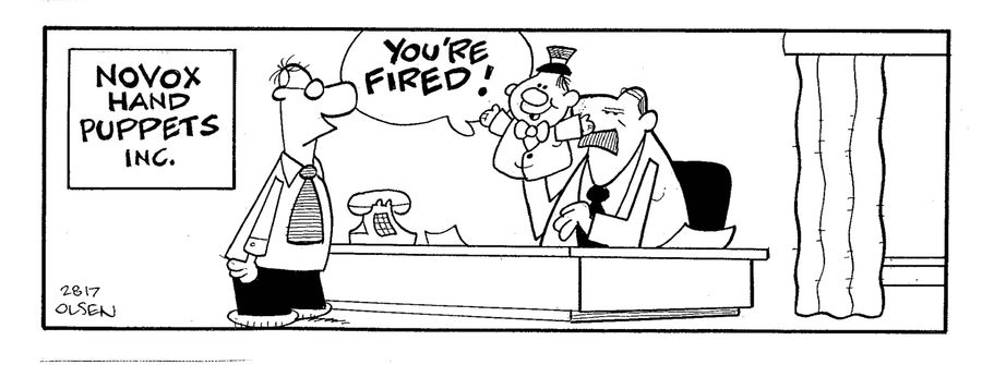Hand puppet company boss uses puppet to tell employee: 'You're fired!'
