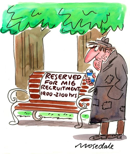 Park bench reserved for Mi6 recruitment.