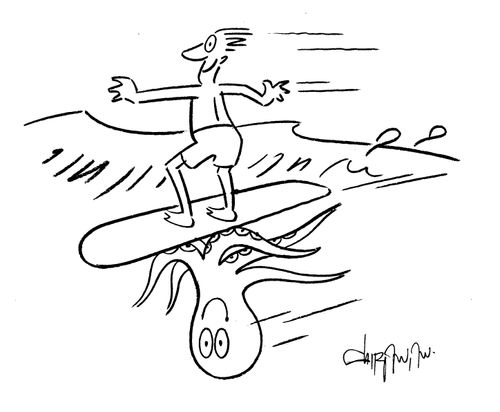 Surfing octopus.