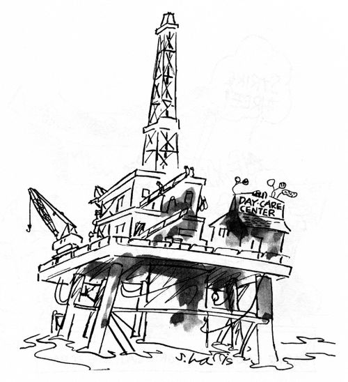 Oil Rig with Day Care Centre.