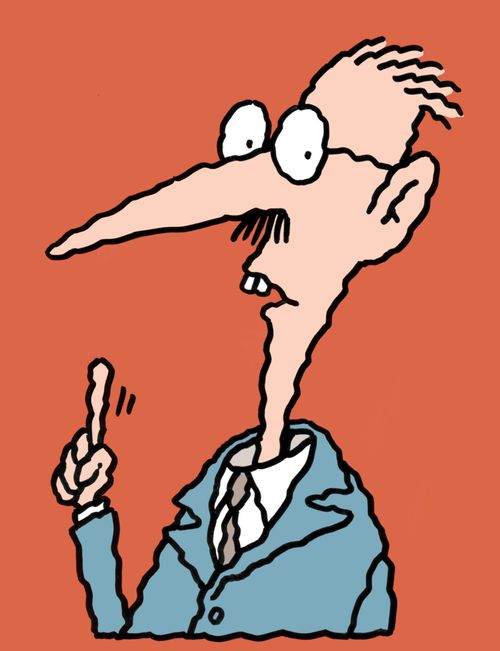 Nerdy man wagging his finger.