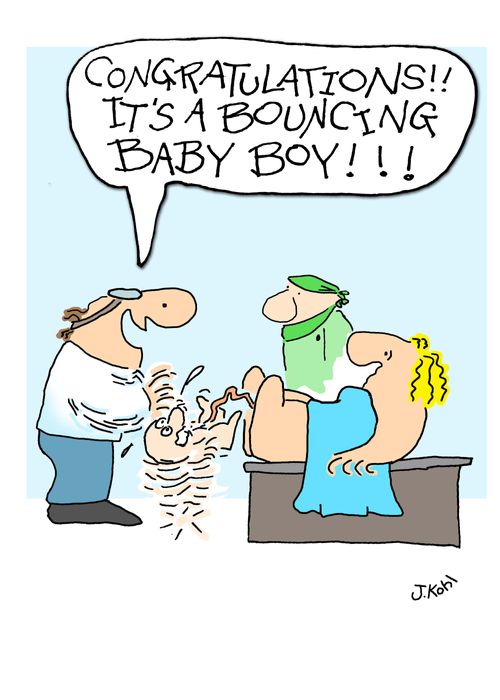 'Congratulations! It's a bouncing baby boy!'