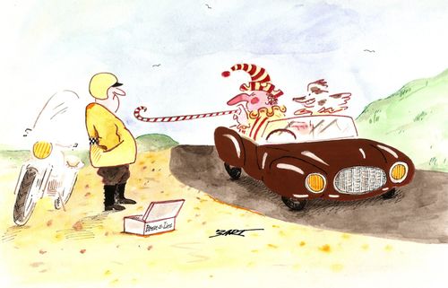 Jester taunts the traffic police.