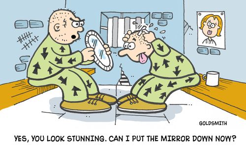 'Yes, you look stunning. Can I put the mirror down now?'