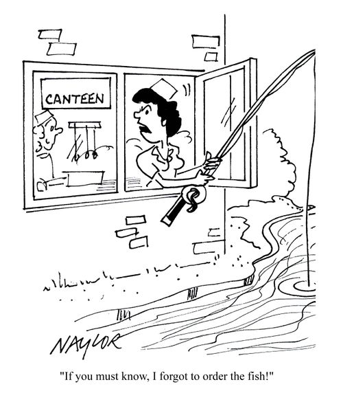 'If you must know, I forgot to order the fish!'