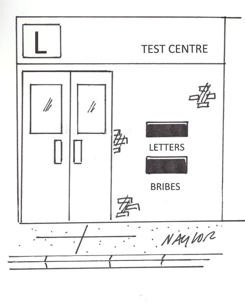 Driving Test Centre: Letters and Bribes.