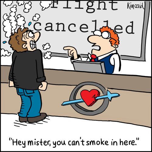 'Hey mister, you can't smoke in here.' 