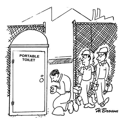 Man mistakes portable table for a church confessional.