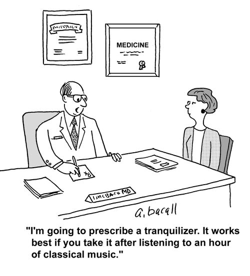 Tranquilizing effect of classical music.