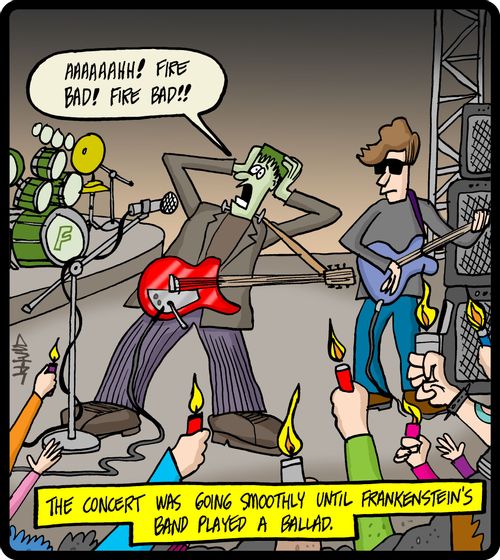 The concert was going smoothly until Frankenstein's band played a ballad.