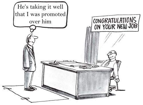 'He's taking it well that I was promoted over him.'