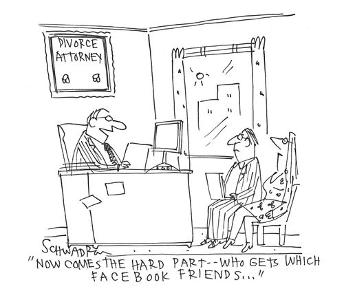 'Now comes the hard part. . . who gets which facebook friends. . .'