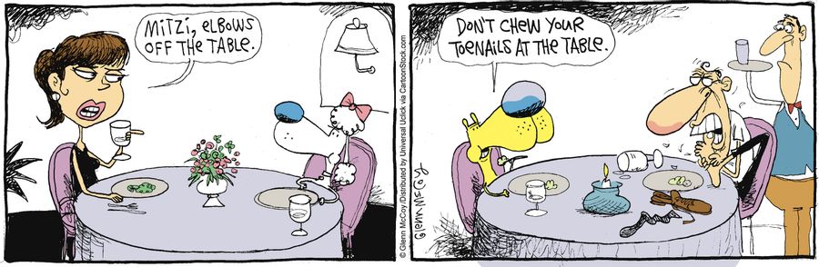 'Mitzi, elbows off the table.'