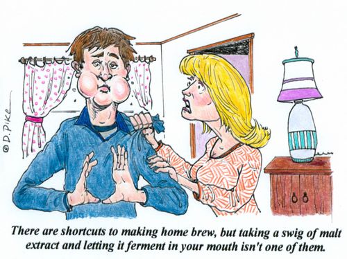 'There are shortcuts to making home brew, but taking a swig of malt extract and letting it ferment in your mouth isn't one of them.'