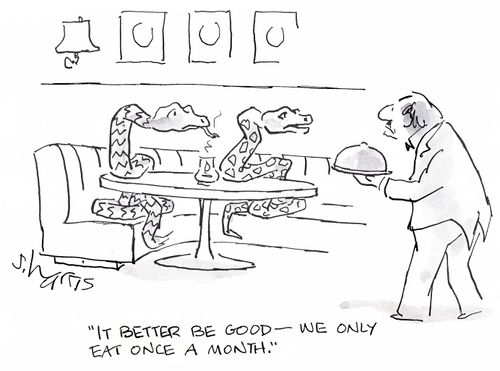 'It better be good - we only eat once a month.'