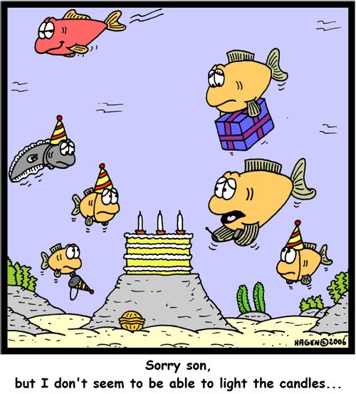'Sorry son, but I don't seem to be able to light the candles...'