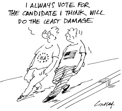 'I always vote for the candidate I think will do the least damage.'