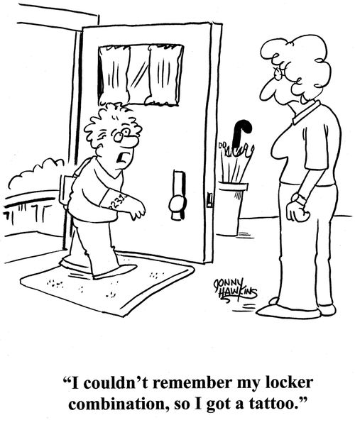 Kid coming home from school to parent: 'I couldn't remember my locker combination, so I got a tattoo.'
