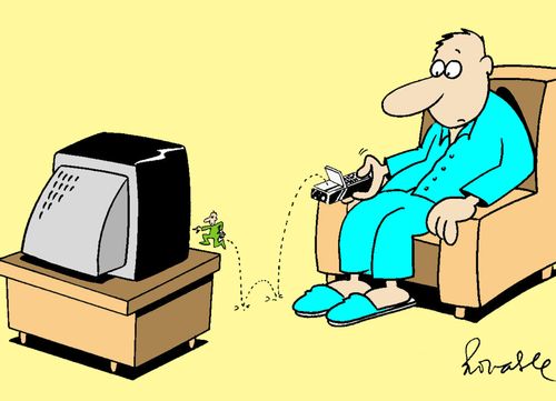 Remote control with a small man inside.