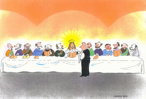 The Last Supper in a restaurant.